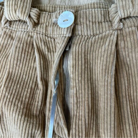 SeamsFriendly Khaki Beige Cotton Corduroy Short Dungaree Jumpsuit Size Small - Picture 13 of 16